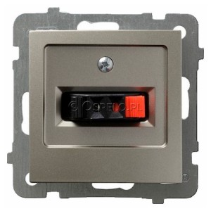 GG-1G/m/45 Gniazdo głośnikowe pojedyncze Satyna Light Ospel As - Widok z przodu