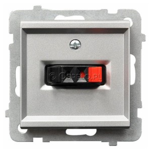 GG-1R/m/38 Gniazdo głośnikowe pojedyncze Srebro Mat Ospel Sonata - Widok z przodu