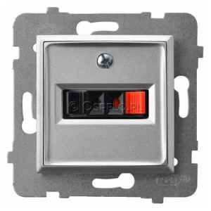 GG-1U/m/18 Gniazdo głośnikowe pojedyncze Srebro Ospel Aria - Widok z przodu