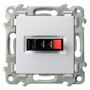 GG-1Z/m/00 Gniazdo głośnikowe pojedyncze (przewody max 0,75mm2) Biały Ospel Szafir - Widok z przodu