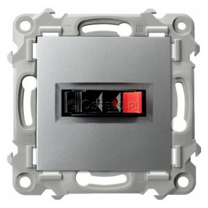 GG-1Z/m/18 Gniazdo głośnikowe pojedyncze (przewody max 0,75mm2) Srebro Ospel Szafir - Widok z przodu