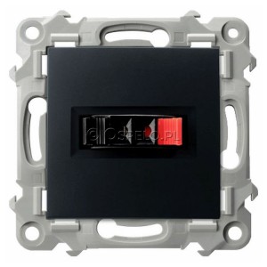 GG-1Z/m/33 Gniazdo głośnikowe pojedyncze (przewody max 0,75mm2) Czarny Metalik Ospel Szafir - Widok z przodu