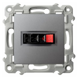 GG-1Z/m/70 Gniazdo głośnikowe pojedyncze (przewody max 0,75mm2) Szary Mat. Ospel Szafir - Widok z przodu