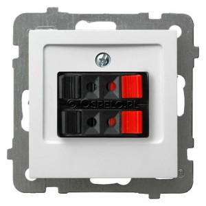 GG-2G/m/00 Gniazdo głośnikowe podwójne Biały Ospel As - Widok z przodu