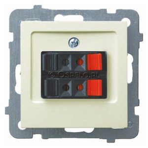 GG-2G/m/27 Gniazdo głośnikowe podwójne Ecru Ospel As - Widok z przodu