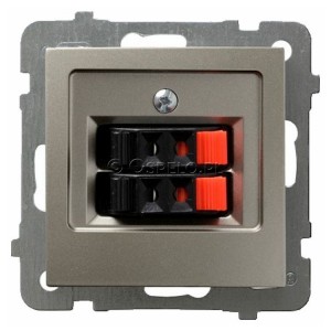 GG-2G/m/45 Gniazdo głośnikowe podwójne Satyna Light Ospel As - Widok z przodu