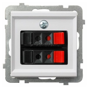 GG-2R/m/00 Gniazdo głośnikowe podwójne Biały Ospel Sonata - Widok z przodu