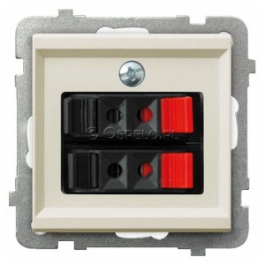 GG-2R/m/27 Gniazdo głośnikowe podwójne Ecru Ospel Sonata - Widok z przodu