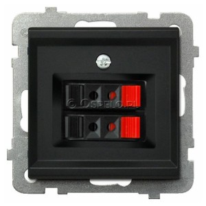 GG-2R/m/33 Gniazdo głośnikowe podwójne Czarny Metalik Ospel Sonata - Widok z przodu