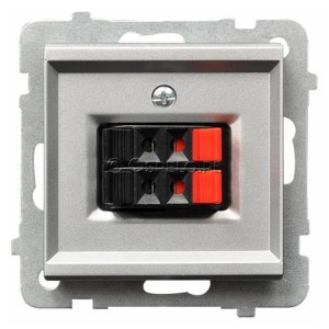 GG-2R/m/38 Gniazdo głośnikowe podwójne Srebro Mat Ospel Sonata - Widok z przodu