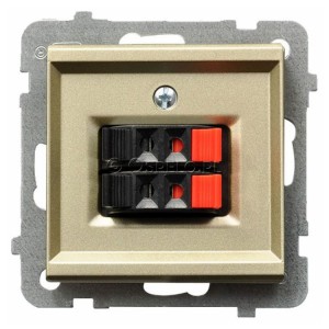 GG-2R/m/39 Gniazdo głośnikowe podwójne Szampański Złoty Ospel Sonata - Widok z przodu