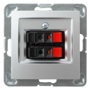 GG-2Y/m/18 Gniazdo głośnikowe podwójne Srebro Ospel Impresja - Widok z przodu