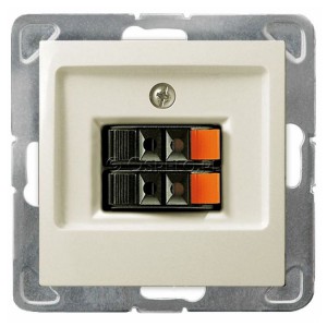 GG-2Y/m/27 Gniazdo głośnikowe podwójne Ecru Ospel Impresja - Widok z przodu