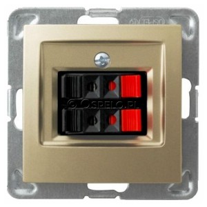 GG-2Y/m/28 Gniazdo głośnikowe podwójne Złoty Metalik Ospel Impresja - Widok z przodu