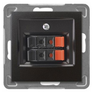 GG-2Y/m/50 Gniazdo głośnikowe podwójne Antracyt Ospel Impresja - Widok z przodu