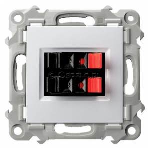 GG-2Z/m/00 Gniazdo głośnikowe podwójne (przewody max 0,75mm2) Biały Ospel Szafir - Widok z przodu