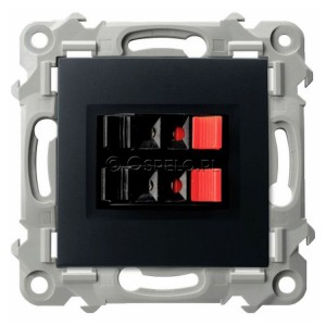 GG-2Z/m/33 Gniazdo głośnikowe podwójne (przewody max 0,75mm2) Czarny Metalik Ospel Szafir - Widok z przodu