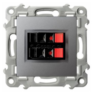 GG-2Z/m/70 Gniazdo głośnikowe podwójne (przewody max 0,75mm2) Szary Mat. Ospel Szafir - Widok z przodu