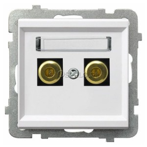 GGN-1R/m/00 Gniazdo głośnikowe typu Banan Biały Ospel Sonata - Widok z przodu