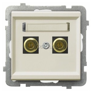 GGN-1R/m/27 Gniazdo głośnikowe typu Banan Ecru Ospel Sonata - Widok z przodu