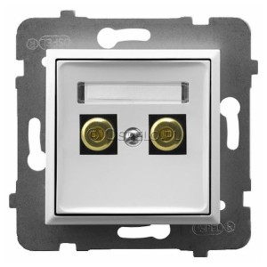 GGN-1U/m/00 Gniazdo głośnikowe typu Banan Biały Ospel Aria - Widok z przodu