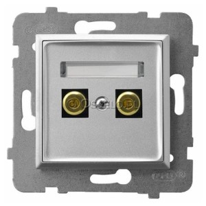 GGN-1U/m/18 Gniazdo głośnikowe typu Banan Srebro Ospel Aria - Widok z przodu