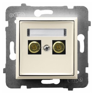 GGN-1U/m/27 Gniazdo głośnikowe typu Banan Ecru Ospel Aria - Widok z przodu