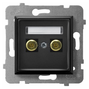 GGN-1U/m/33 Gniazdo głośnikowe typu Banan Czarny Metalik Ospel Aria - Widok z przodu