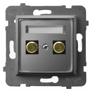 GGN-1U/m/70 Gniazdo głośnikowe typu Banan Szary Mat. Ospel Aria - Widok z przodu