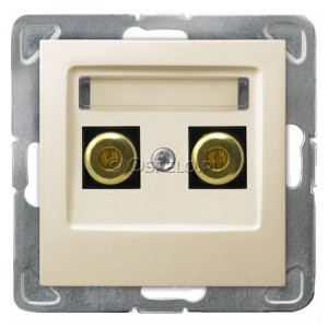 GGN-1Y/m/27 Gniazdo głośnikowe pojedyncze typu Banan Ecru Ospel Impresja - Widok z przodu