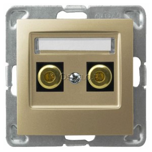 GGN-1Y/m/28 Gniazdo głośnikowe pojedyncze typu Banan Złoty Metalik Ospel Impresja - Widok z przodu