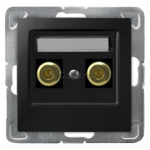 GGN-1Y/m/33 Gniazdo głośnikowe pojedyncze typu Banan Czarny Metalik Ospel Impresja - Widok z przodu