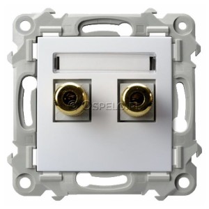 GGN-1Z/m/00 Gniazdo głośnikowe typu Banan (przewody max 6mm2) Biały Ospel Szafir - Widok z przodu