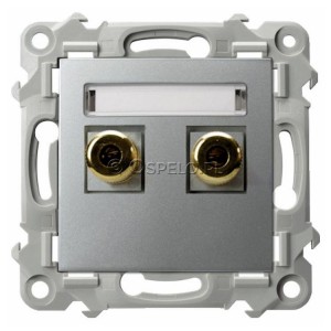 GGN-1Z/m/18 Gniazdo głośnikowe typu Banan (przewody max 6mm2) Srebro Ospel Szafir - Widok z przodu