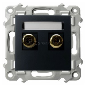 GGN-1Z/m/33 Gniazdo głośnikowe typu Banan (przewody max 6mm2) Czarny Metalik Ospel Szafir - Widok z przodu