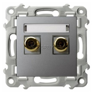 GGN-1Z/m/70 Gniazdo głośnikowe typu Banan (przewody max 6mm2) Szary Mat. Ospel Szafir - Widok z przodu