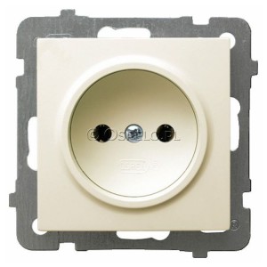 GP-1G/m/27 Gniazdo pojedyncze bez uziemienia 16A (Zaciski śrubowe) Ecru Ospel As - Widok z przodu
