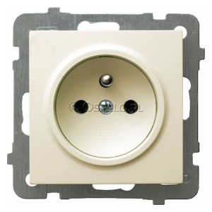 GP-1GZ/m/27 Gniazdo pojedyncze z uziemieniem 16A (Zaciski śrubowe) Ecru Ospel As - Widok z przodu