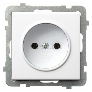 GP-1R/m/00 Gniazdo pojedyncze 16A (Zaciski śrubowe) Biały Ospel Sonata - Widok z przodu