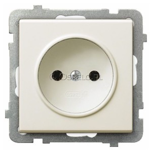GP-1R/m/27 Gniazdo pojedyncze 16A (Zaciski śrubowe) Ecru Ospel Sonata - Widok z przodu