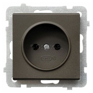 GP-1R/m/40 Gniazdo pojedyncze 16A (Zaciski śrubowe) Czekoladowy Metalik Ospel Sonata - Widok z przodu