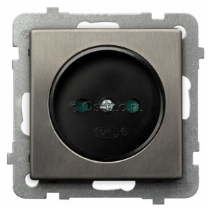 GP-1RMP/m/37 Gniazdo pojedyncze z przesłonami torów prądowych Stal Inox Ospel Sonata Stal Inox - Widok z przodu