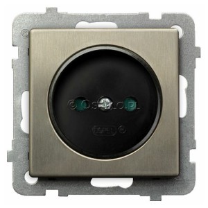 GP-1RMP/m/44 Gniazdo pojedyncze z przesłonami torów prądowych Nowe Srebro Ospel Sonata Nowe Srebro - Widok z przodu