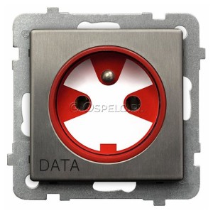 GP-1RMZK/m/37 Gniazdo pojedyncze z uziemieniem DATA z kluczem uprawniającym Stal Inox Ospel Sonata Stal Inox - Widok z przodu