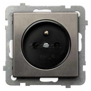 GP-1RMZ/m/37 Gniazdo pojedyncze z uziemieniem Stal Inox Ospel Sonata Stal Inox - Widok z przodu