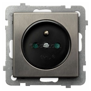 GP-1RMZP/m/37 Gniazdo pojedyncze z uziemieniem z przesłonami torów prądowych Stal Inox Ospel Sonata Stal Inox - Widok z przodu