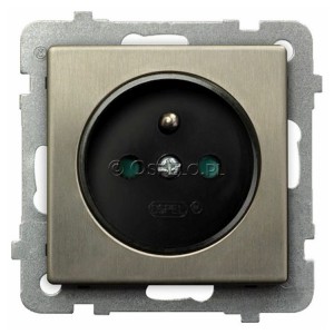 GP-1RMZP/m/44 Gniazdo pojedyncze z uziemieniem z przesłonami torów prądowych Nowe Srebro Ospel Sonata Nowe Srebro - Widok z przodu