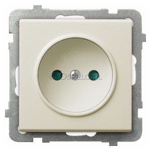 GP-1RP/m/27 Gniazdo pojedyncze z przesłonami torów prądowych 16A (Zaciski śrubowe) Ecru Ospel Sonata - Widok z przodu