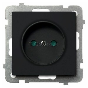 GP-1RP/m/33 Gniazdo pojedyncze z przesłonami torów prądowych 16A (Zaciski śrubowe) Czarny Metalik Ospel Sonata - Widok z przodu