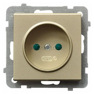 GP-1RP/m/39 Gniazdo pojedyncze z przesłonami torów prądowych 16A (Zaciski śrubowe) Szampański Złoty Ospel Sonata - Widok z przodu